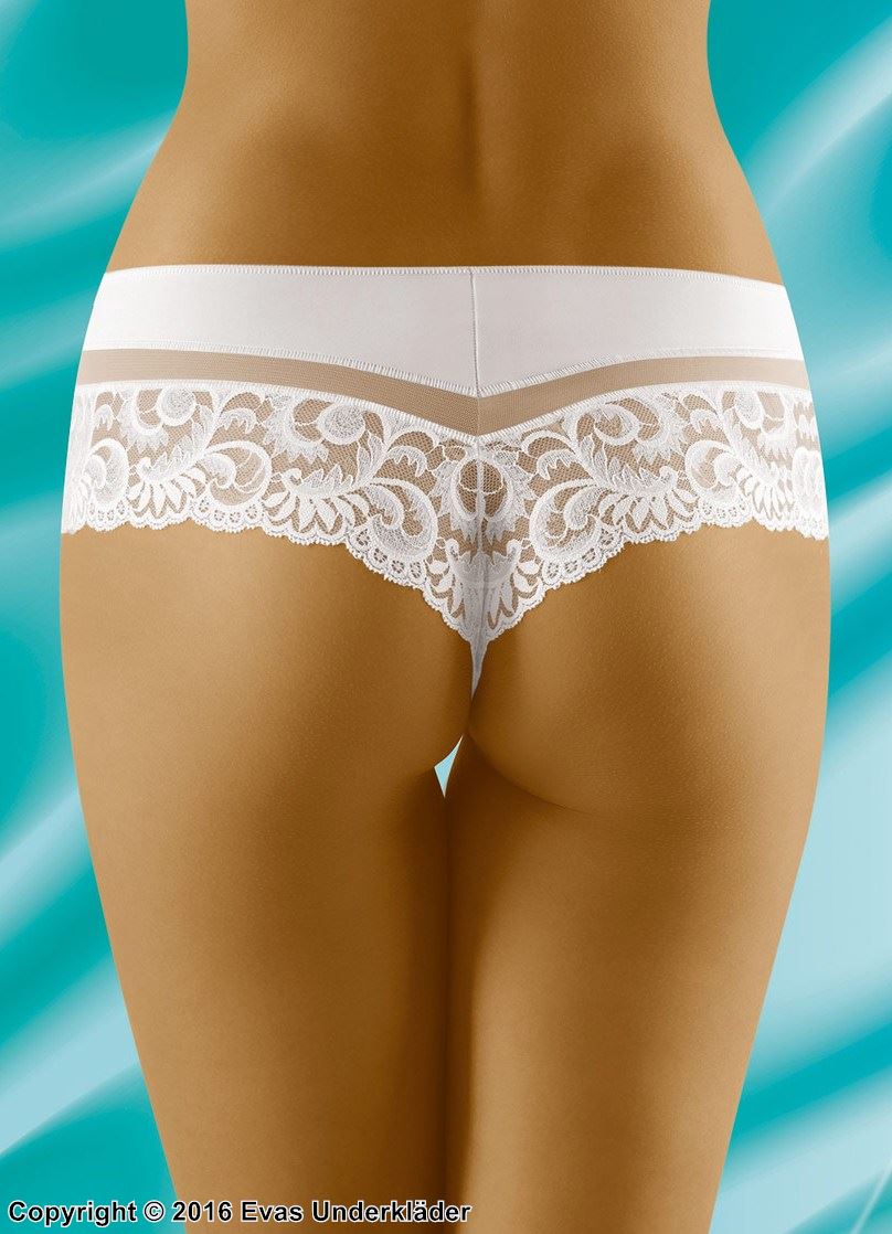 Tanga, transparente Einlagen, Blumenspitze, elegantes Design